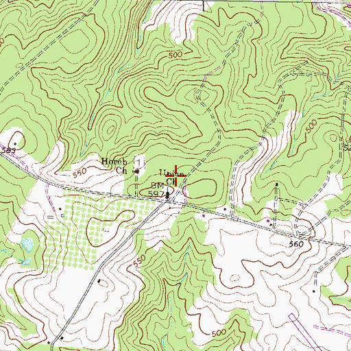 Topographic Map of Union Church, GA