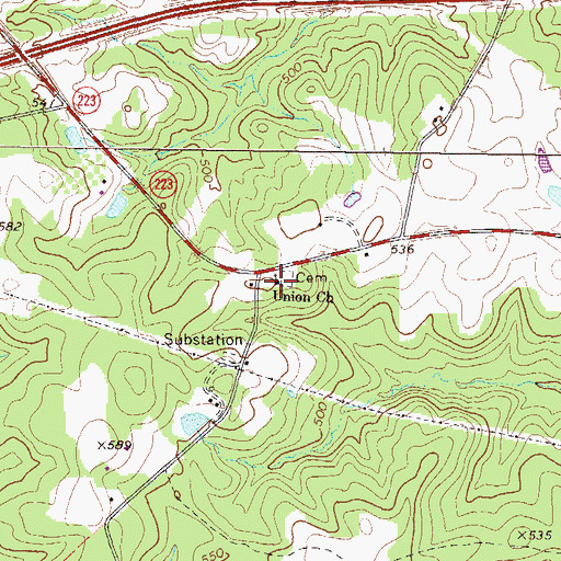Topographic Map of Union Church, GA