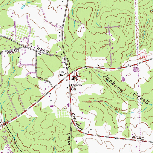 Topographic Map of Union Church, GA