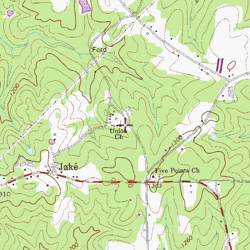 Topographic Map of Union Church, GA