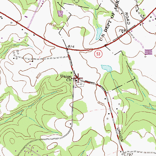 Topographic Map of Union Church, GA