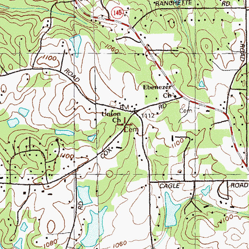 Topographic Map of Union Church, GA