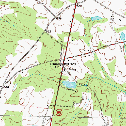 Topographic Map of Union Church, GA