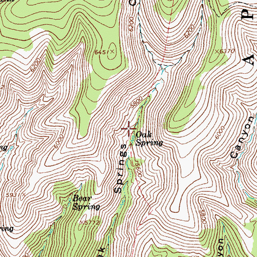 Topographic Map of Oak Spring, AZ