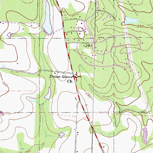 Topographic Map of Union Grove Church, GA