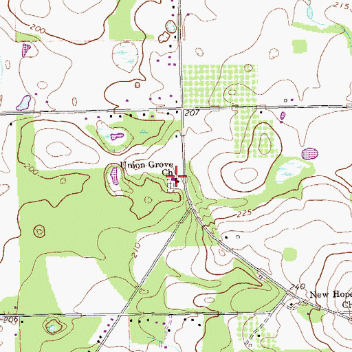 Topographic Map of Union Grove Church, GA