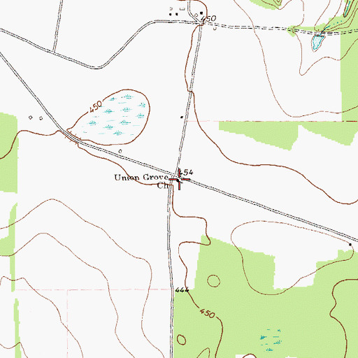 Topographic Map of Union Grove Church, GA