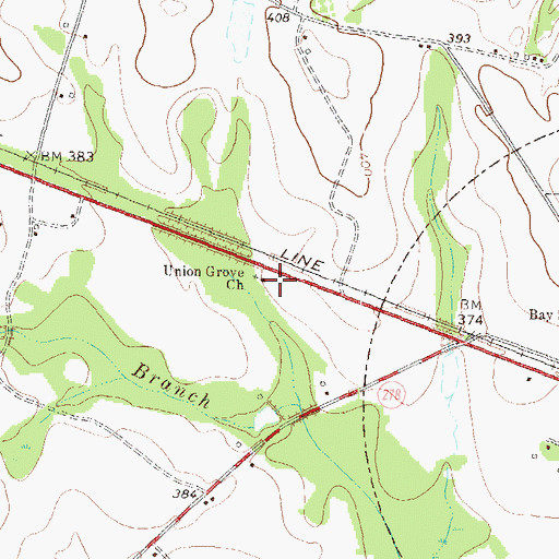 Topographic Map of Union Grove Church, GA