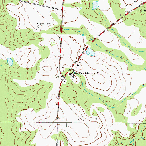 Topographic Map of Union Grove Church, GA