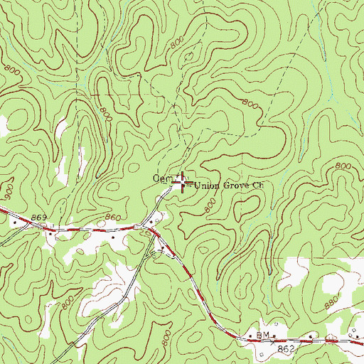 Topographic Map of Union Grove Missionary Baptist Church, GA