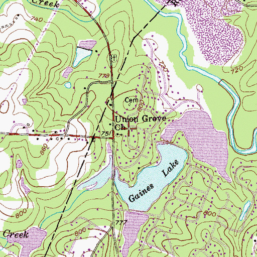 Topographic Map of Union Grove Church, GA