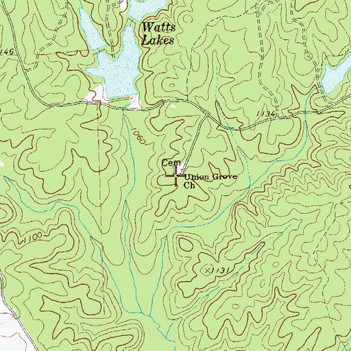 Topographic Map of Union Grove Church, GA
