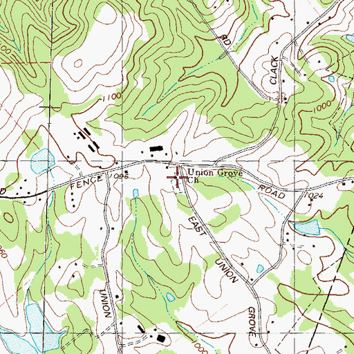 Topographic Map of Union Grove Church, GA