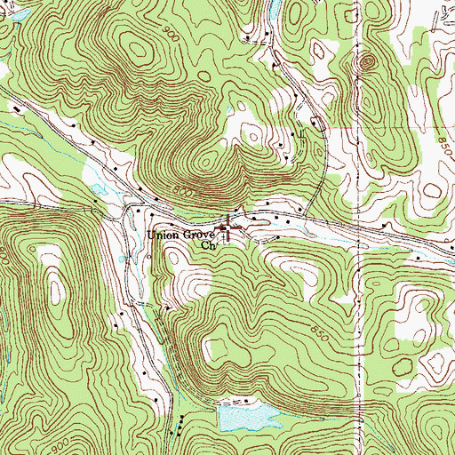 Topographic Map of Union Grove Church, GA