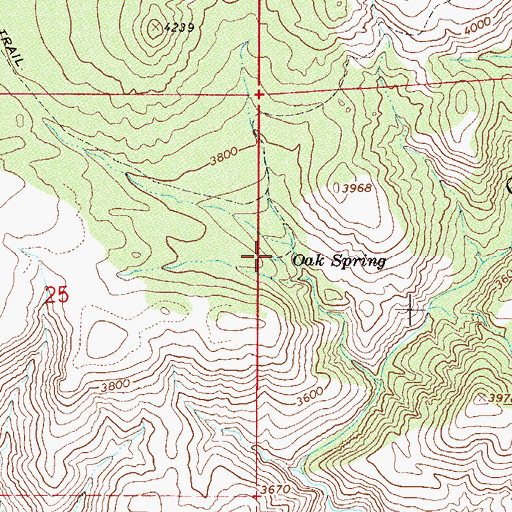Topographic Map of Oak Spring, AZ