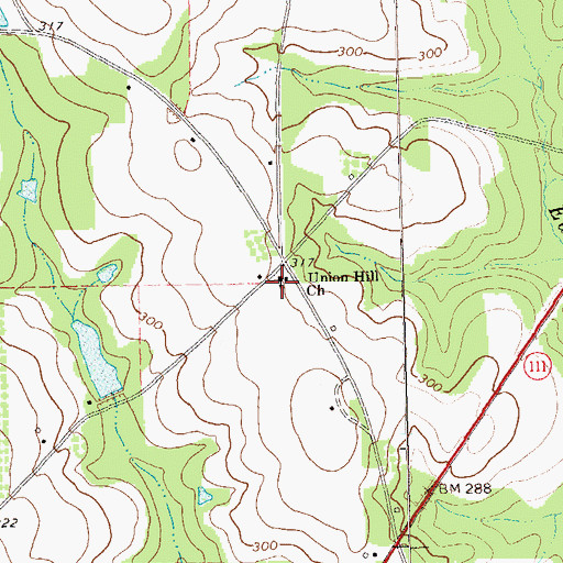 Topographic Map of Union Hill Church, GA