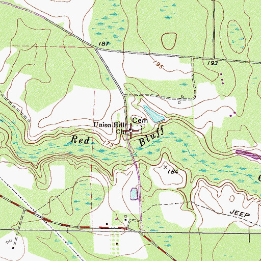 Topographic Map of Union Hill Church, GA