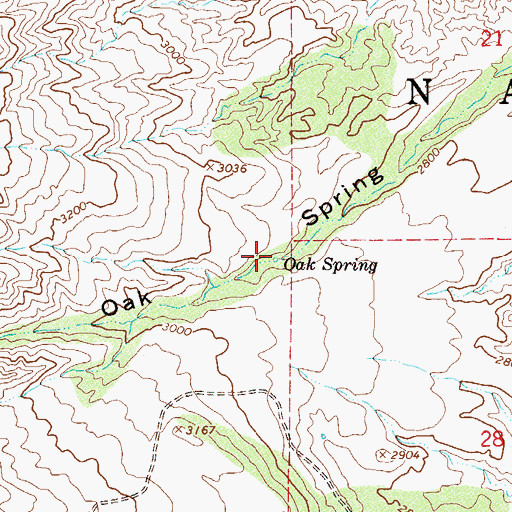 Topographic Map of Oak Spring, AZ