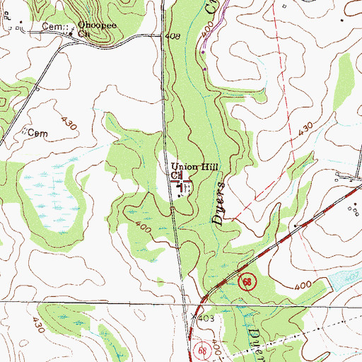 Topographic Map of Union Hill Church, GA