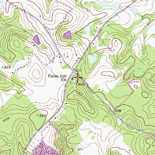 Topographic Map of Union Hill Methodist Church, GA