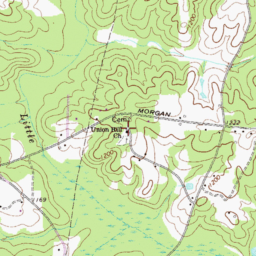 Topographic Map of Union Hill Church, GA