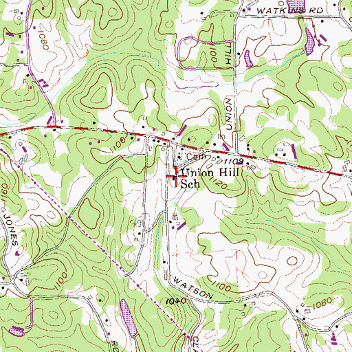 Topographic Map of Union Hill School, GA