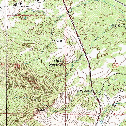 Topographic Map of Oak Spring, AZ