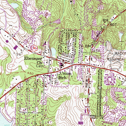 Topographic Map of Union School, GA