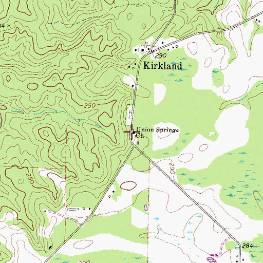 Topographic Map of Union Springs Church, GA