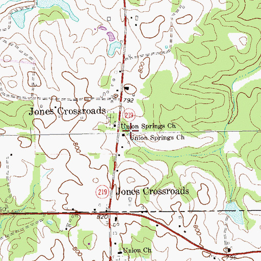 Topographic Map of Union Springs Church, GA