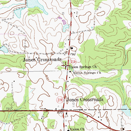 Topographic Map of Union Springs Church, GA