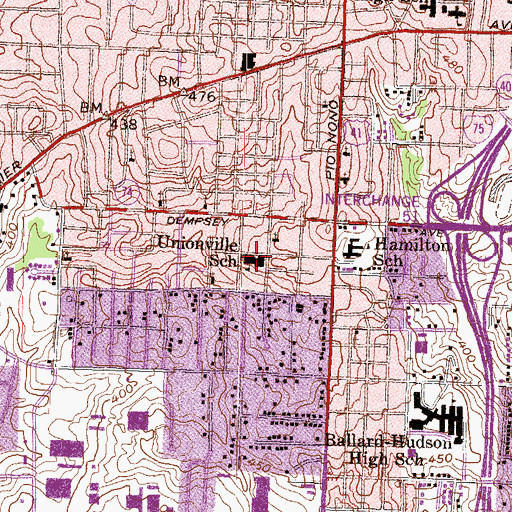 Topographic Map of Unionville School, GA