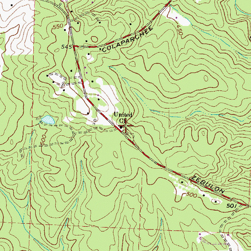 Topographic Map of United Church, GA