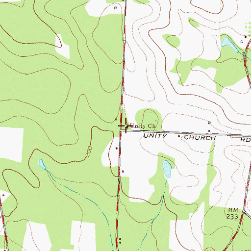 Topographic Map of Unity Church, GA
