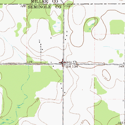 Topographic Map of Unity Church, GA