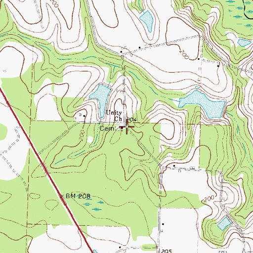 Topographic Map of Unity Church, GA