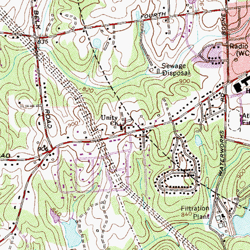 Topographic Map of Unity Church, GA