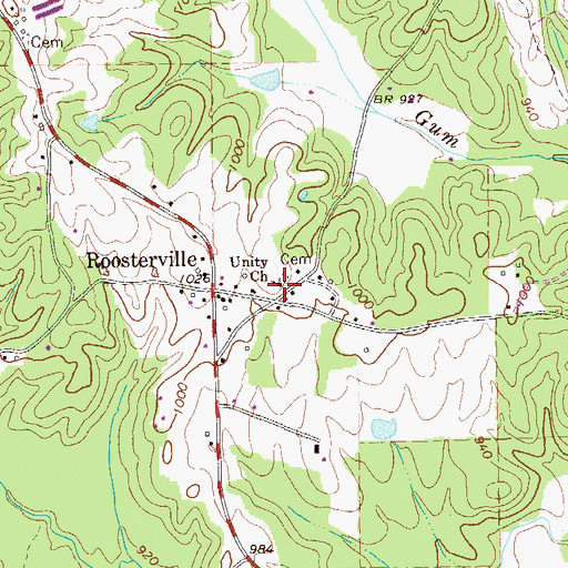 Topographic Map of Unity Baptist Church, GA