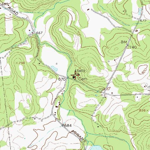 Topographic Map of Unity Church, GA