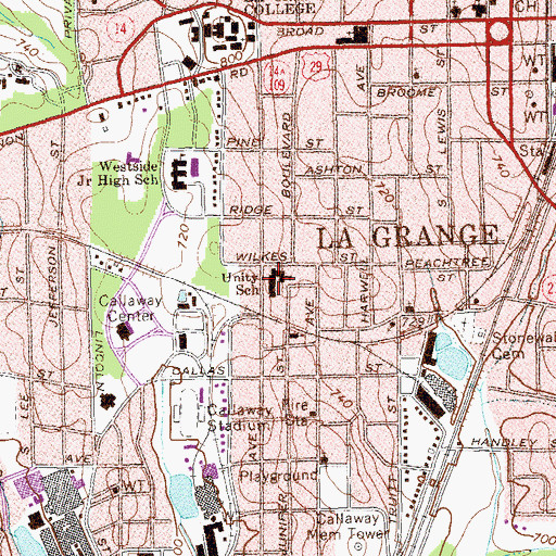 Topographic Map of Unity Elementary School, GA