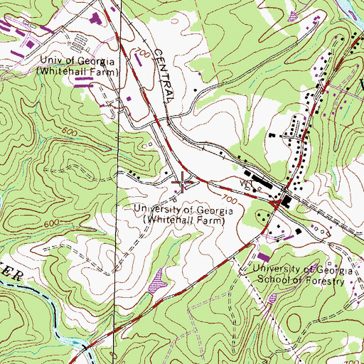 Topographic Map of University of Georgia, GA