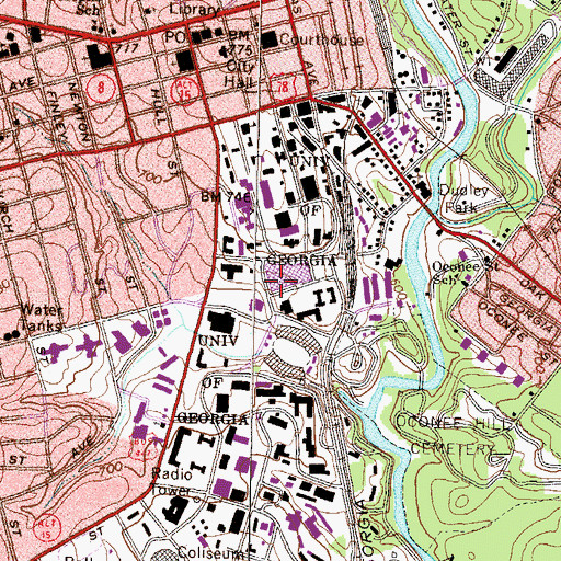 Topographic Map of University of Georgia, GA