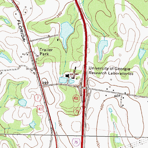 Topographic Map of University of Georgia Research Labs, GA