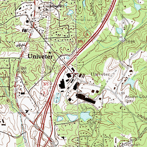 Topographic Map of Univeter, GA