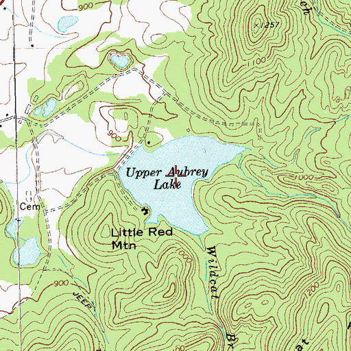 Topographic Map of Upper Aubrey Lake, GA