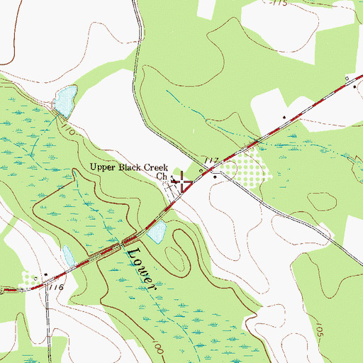 Topographic Map of Upper Black Creek Church, GA