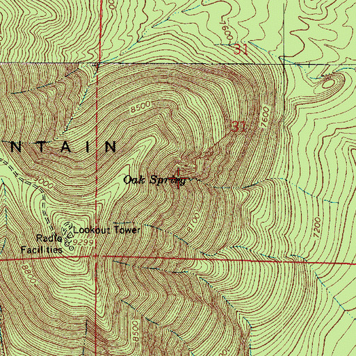 Topographic Map of Oak Spring, AZ