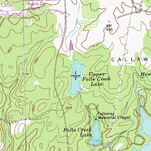 Topographic Map of Upper Falls Creek Lake, GA