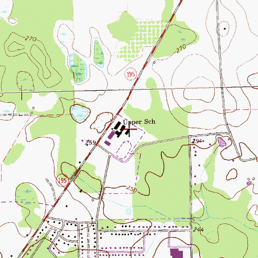 Topographic Map of Upper School, GA
