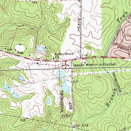Topographic Map of Upson Memorial Garden, GA